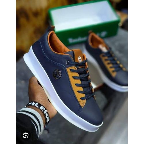 Navy Blue Sneaker with Logo White sole Lace-Up