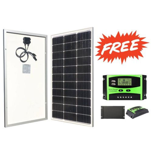 100 Watts Solar Panel Monocrystalline Solar Panel + Free 10A Solar Charge Controller