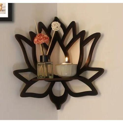 Lotus Buddha floating shelf for wall corner, floating shelf for crystal and stone display