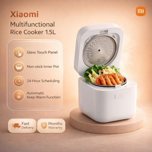 Multifunctional Rice Cooker 1.5L, Glass Touch Panel, Non-stick Aluminum Alloy Inner Pot, 24-Hour Scheduling, Automatic Keep-Warm Function, Upper and Lower Temperature Sensors, 320 - 380W Power
