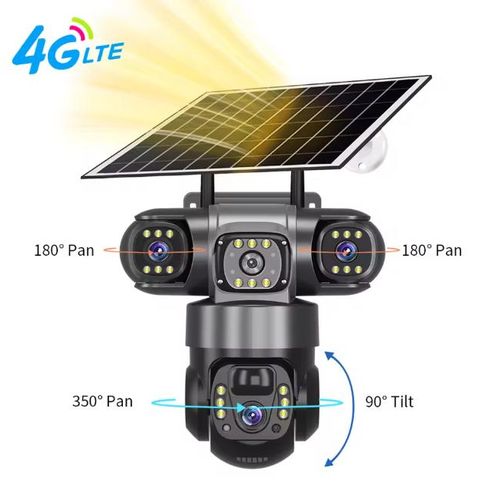 V380 Three Lens Outdoor Camera PTZ 360 Wireless 4G Two Way Audio Auto Tracking 12mp Security Camera