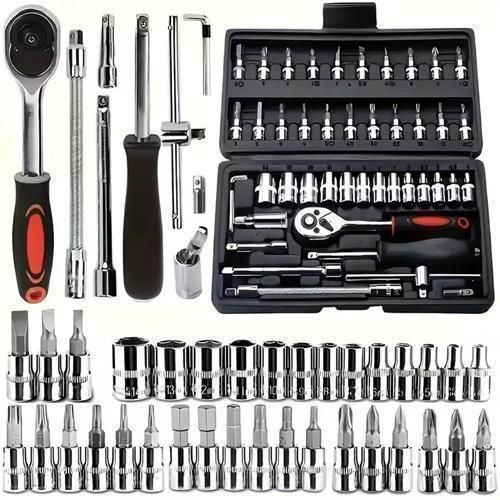 46 Pcs Socket Wrench Set Ratchet Screwdriver Set Repair Tool Kit for Home Car