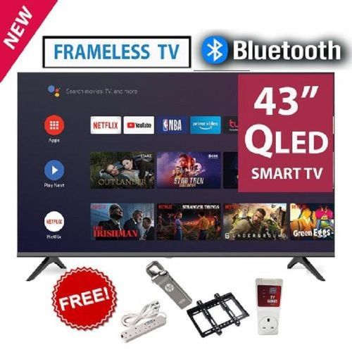 HTC4300QFS 43" INCH QLED TV FHD SMART ANDROID TV,BLUETOOTH ENABLED, ICAST SCREEN,NETFLIX ,YOUTUBE TELEVISION INBUILT DECODER , WIFI ENABLED, APP STORE 1GB-RAM 8GB-ROM 2*USB PORTS,3*HDMI PORTS+ FREE GIFTS