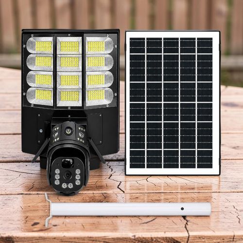 12MP 4G PTZ Multiple Lens 4G SIM Remote Access Motion Solar Camera with Outdoor Security Led Solar Street Light