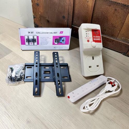 Premium Quality Skilltech 15-43in Tilt TV Wall Mount Bracket Power King 4Way Power Ext Cable FREE FK TV Guard