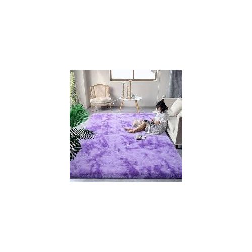 5X8 Soft Fluffy Purple Patches Carpets Non-Slip Rugs Floor Mat