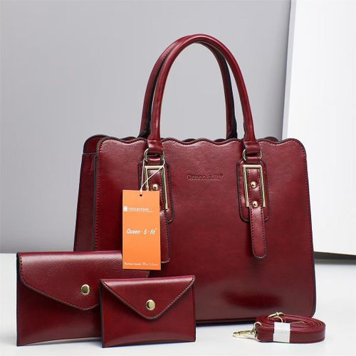 Marroon Classy 3 pieces Handbags Purses for Women Ladies