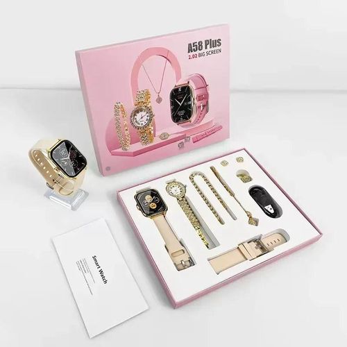 A58 Plus Ladies Smart Watch with Necklace Earrings and Ring