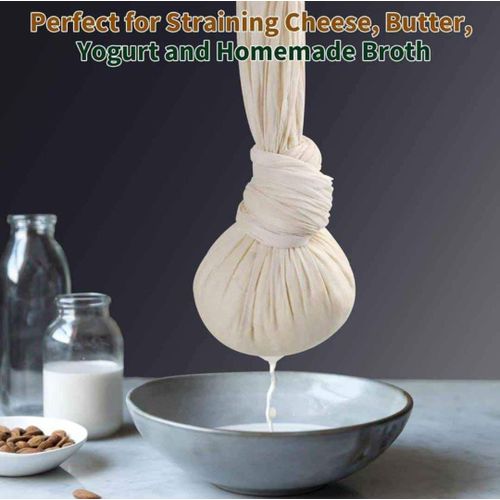 Reusable Organic Washable Cotton Cheese Cloth - Cheesecloth for Straining Yogurt, Tofu, Nut Milk, Smoothie, Cheese