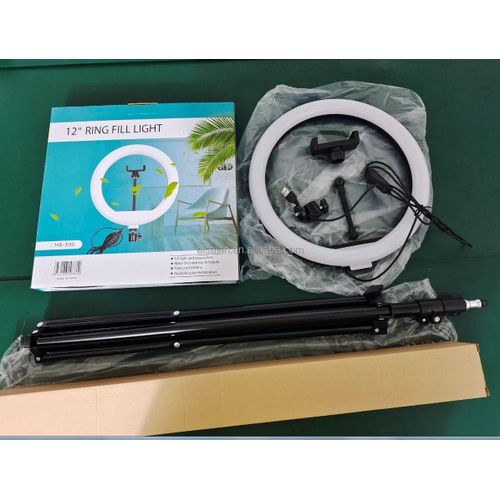 12-Inch QX300 LED Ring Light USB Powered Dimmable Adjustable Brightness Warm Neutral Cool White Stand Phone Holder for Selfies Makeup Tutorials