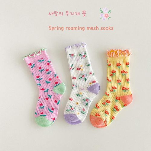Kids Socks Spring Summer Mesh Socks 1-12T Children Socks Baby Polka Dots Little Big Girls Fancy Socks Mid Calf LengthL6-8 year-old