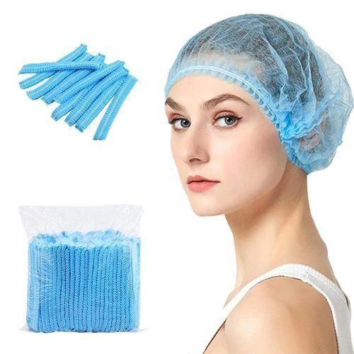 100PCS Disposable Nonwoven Bouffant Caps Hair Net Cap Free Size Elastic Cap, STONCEL Non-Woven Strip Cap for Food Service Beauty Kitchen Hospital and Workspace (Blue)