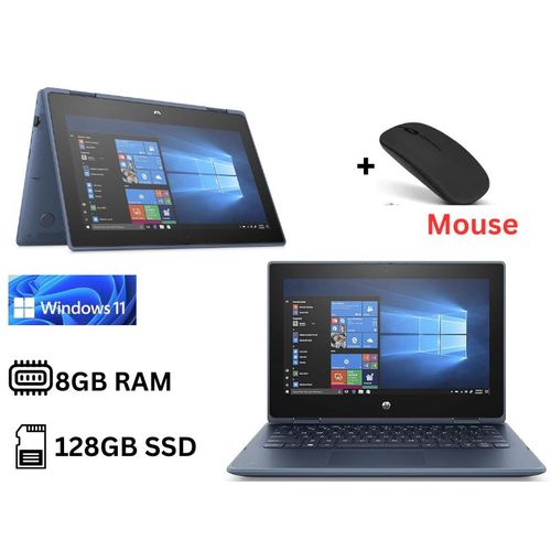 Refurbished ProBook x360 11 G5 EE, 9th generation 8GB RAM 128GB, Intel Pentium Silver 11.6 inches Touchscreen windows 11 pro, HDMI, Camera, WIFI, 2 in 1 Laptop Blue +Mouse