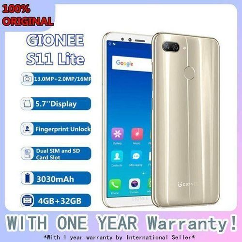GIONEE S11 Lite Global Version 57 Inch HD 3030mAh 4GB RAM 32GB ROM Snapdragon 430 Octa Core 14GHz 4G Smartphone -- Gold Black Gold