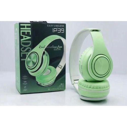 P39 Wireless Bluetooth Headphones Foldable Over-Ear FM Radio SD Card Slot Built-in Mic