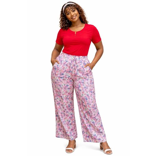 Womens Colourful Palazzo Pants High Waist Wide Leg Trousers
