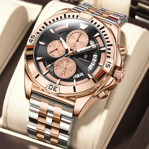 695 Luxury Men Quartz Watches Stainless Steel Waterproof Luminous Hands Chronograph Date Clock Top Quality