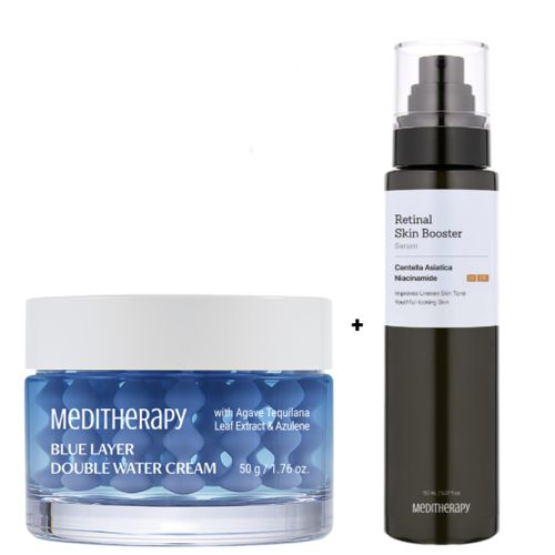 RETINAL Skin Booster Serum with Niacinamide Blue layer Double Water Cream Firms Give a Glass Skin Glows Moisturizes Makes skin Young Removes Wrinkles Dark Spots Acne Sagging Minimizes Pores Soothes Evens Stimulate collagen production