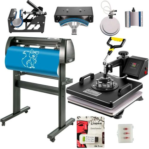Professional All-in-One Branding Kit Ideal for Small Businesses & Creative Startups 8-in-1 Heat Press Machine (12"x15") + 2 Feet Vinyl Cutter Plotter
