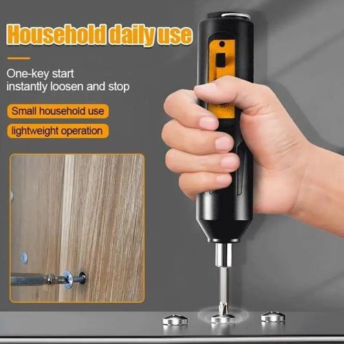 Cordless Rechargeable Electric Screwdriver - Portable Handheld Mini Drill Power Tool(Black & Orange)