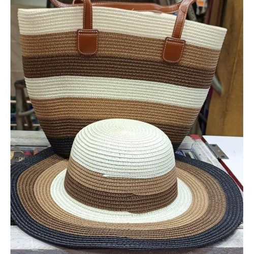 Summer Straw Woven Beach Bag & Hat Set