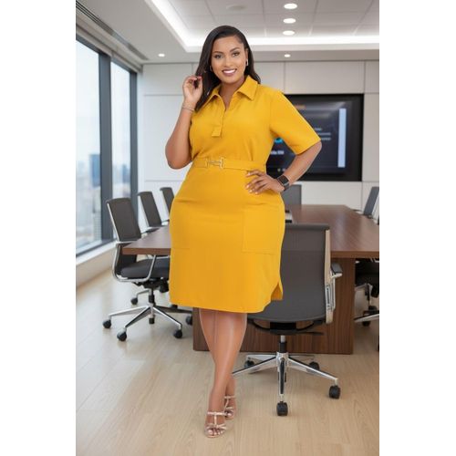 Elegant Yellow Shift Dress