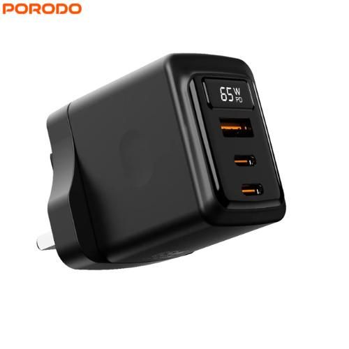 GaN 65W Multi-Port Wall Charger Fast PD Charging with GaN Charging Technology and Universal Compatibility for All Your Devices - Black