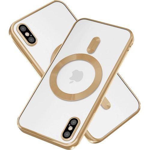 Gold Electroplated Clear Case With Magnet, Compatible With Magsafe, Supports Wireless Charging, Case Cover For IPhone XS