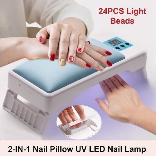 Foldable PU Hand Pillow LED Nail Dryer with 24 Dual Light Beads USB Powered Manicure Lamp Quick Dry for Gel Polish