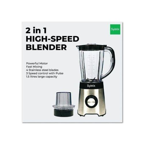 Blender 2 In 1 High Speed Glass Jar And Stainless Steel Base