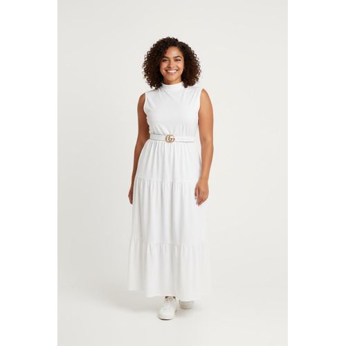 WHITE TIERED MAXI DRESS