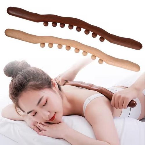 Wooden Gua Sha Stick Body Massage Tool Abdominal Cellulite Massage Backpain Relief Wood Therapy Massage Cup 8 Beads Handheld