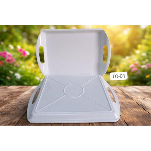2 Pcs 15 Inches Melamine Trey White Plain