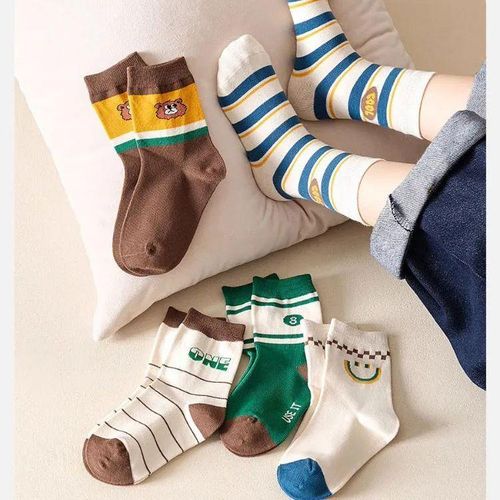 Boys Socks Spring Autumn Children Cotton Socks Baby 1-12 year-old Kids Cotton Socks Warm Cozy Calf Sock 5 Pairsbag1-4 years old