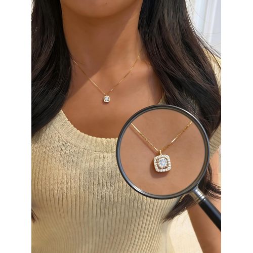 Shiny Square Necklace Pendant Jewelry