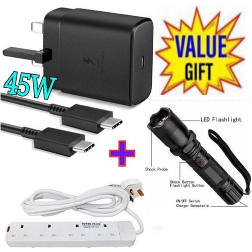 45W PD USB-C PD Adapter Fast Charger For Galaxy S21S20Note 20 Power Delivery Wall Charger Type-C Laptop Charging 5V3A 9V3A 15V3A 20V2 4 Way Power Extension Electric Shock Torch