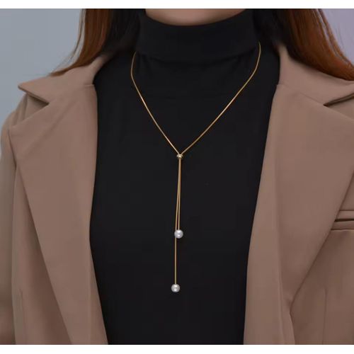 Adjustable Pearl Necklace with pull string