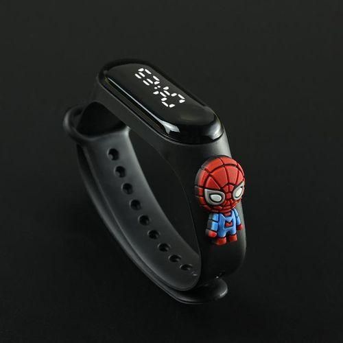 Childrens Electronic Watch Student LED Cartoon Wristband - Black