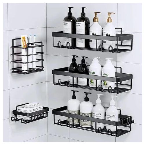 5pcs Set Rectangular Shower Caddy ShelfBathroom Organizer