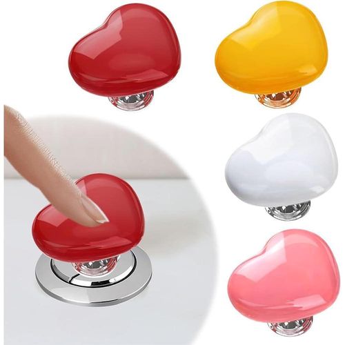 Love Heart Shaped Toilet Tank Button 4Pcs Toilet Button Pusher Helper Toilet Button Flush Toilet Push Button Topper - 4 pcs
