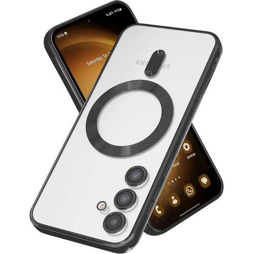 Black Luxury Electroplate Magnetic Charging Clear/Transparent Phone Case Cover for Samsung Galaxy S23 FE