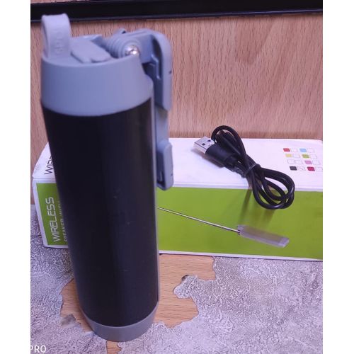 Multi Functional Wireless Speaker With Selfie Stick Power Bank Flashlight High Quality Speaker-BLACK