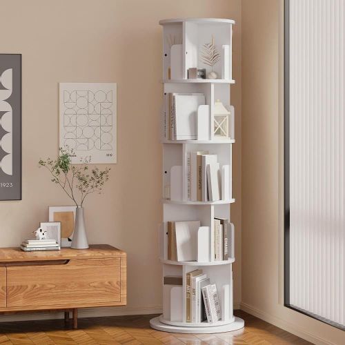 5 Tier 360 Stackable Bookshelf Organizer With Wheels