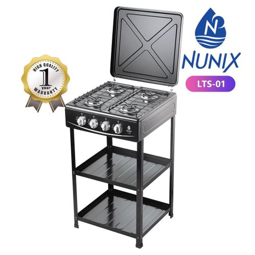 4 Gas Burner Standing Cooker with Double Shelves