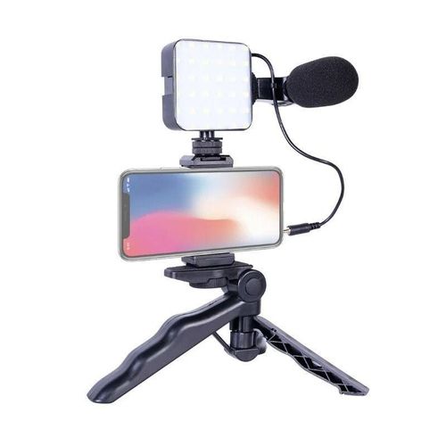 AY-49 Universal Phone Tripod with Mic & Fill Light