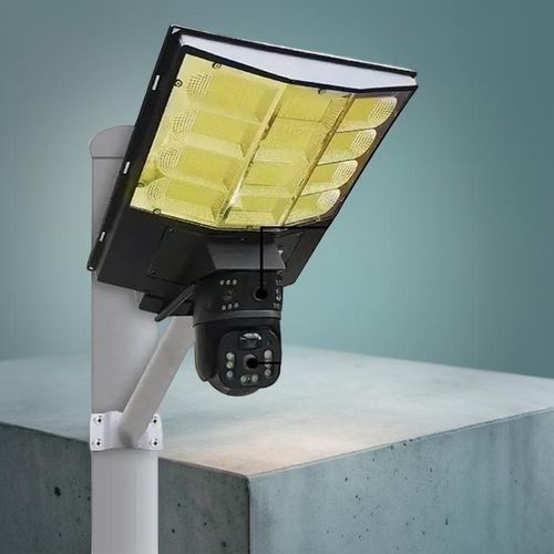 Built-In Microphone & Loud Speaker Android/Ios Support 12MP 4G PTZ Multiple Lens Remote View Monitoring Solar Camera with High Brightness Outdoor Security Led Solar Street Light