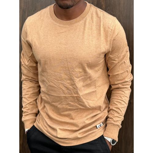 Round neck long sleeved cotton T-shirt
