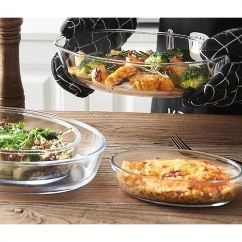 2 Pieces Brosilicate Glass Set Of Oval Baking Trays Pan