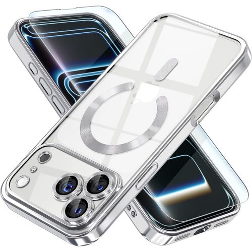 Electroplated Clear MagSafe Case with Camera Lens Protector for iPhone 17 Pro - SILVER