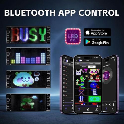 Ultra-Thin USB Flexible Scrolling LED Matrix Panel Sign Screen Display Bluetooth App Control DIY Windshield Programmable Custom Text Pattern Digital Small Message Board for Car Store Bar Hotel Indoor Outdoor Wedding Festival Taxi Open Bright Advertising